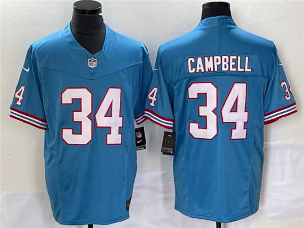 Men%27s Tennessee Titans #34 Earl Campbell Light Blue 2023 F.U.S.E. Vapor Limited Throwback Stitched Football Jersey